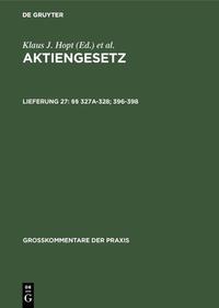 Aktiengesetz / §§ 327a-328; 396-398