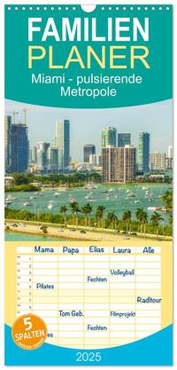 Familienplaner 2025 - Miami - pulsierende Metropole mit 5 Spalten (Wandkalender, 21 x 45 cm) CALVENDO