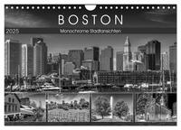 BOSTON Monochrome Stadtansichten (Wandkalender 2025 DIN A4 quer), CALVENDO Monatskalender