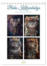 Boho Katzenbabys (Tischkalender 2025 DIN A5 hoch), CALVENDO Monatskalender