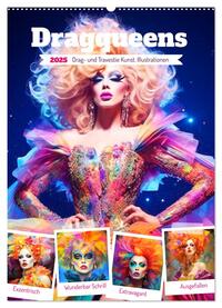 Dragqueens. Drag- und Travestie Kunst. Illustrationen (Wandkalender 2025 DIN A2 hoch), CALVENDO Monatskalender