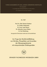 Zur Frage der Mischkristallbildung von Nitriden, Phosphiden und Arseniden der Übergangselemente