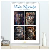 Boho Katzenbabys (hochwertiger Premium Wandkalender 2025 DIN A2 hoch), Kunstdruck in Hochglanz