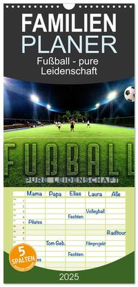 Familienplaner 2025 - Fußball - pure Leidenschaft mit 5 Spalten (Wandkalender, 21 x 45 cm) CALVENDO