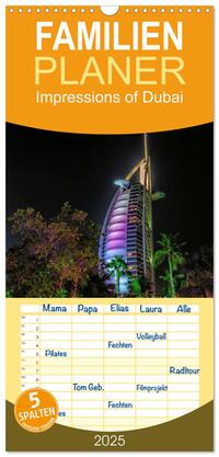 Familienplaner 2025 - Impressions of Dubai mit 5 Spalten (Wandkalender, 21 x 45 cm) CALVENDO