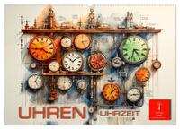 Uhren Uhrzeit (Wandkalender 2025 DIN A2 quer), CALVENDO Monatskalender