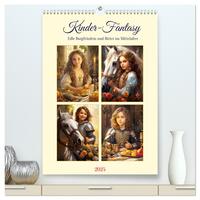 Kinder-Fantasy. Edle Burgfräulein und Ritter im Mittelalter (hochwertiger Premium Wandkalender 2025 DIN A2 hoch), Kunstdruck in Hochglanz