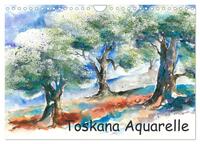 Toskana Aquarelle (Wandkalender 2025 DIN A4 quer), CALVENDO Monatskalender