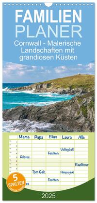 Familienplaner 2025 - Cornwall - Malerische Landschaften mit grandiosen Küsten mit 5 Spalten (Wandkalender, 21 x 45 cm) CALVENDO