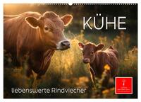 Kühe - liebenswerte Rindviecher (Wandkalender 2025 DIN A2 quer), CALVENDO Monatskalender