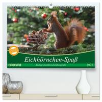 Eichhörnchen-Spaß (hochwertiger Premium Wandkalender 2025 DIN A2 quer), Kunstdruck in Hochglanz