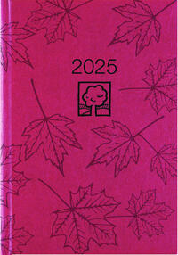 Zettler - Buchkalender 2025 rot, 14,5x21cm, Taschenkalender mit 392 Seiten im Kartoneinband, 1 Tag auf 1 Seite, Tages-, und Wochen- und Zinstagezählung, Blauer Engel und deutsches Kalendarium