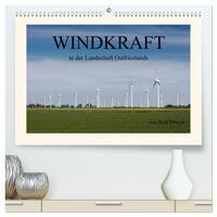 Windkraft in der Landschaft Ostfrieslands (hochwertiger Premium Wandkalender 2025 DIN A2 quer), Kunstdruck in Hochglanz