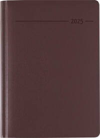 Zettler - Buchkalender Balacron 2025 rot, 15x21cm, Taschenkalender im Balacron Einband mit 416 Seiten, 1 Tag auf 1 Seite, Adressteil, Monatsübersicht, Mondphasen und internationales Kalendarium