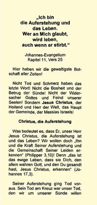 "Ich bin die Auferstehung und das Leben." Johannes 11,25