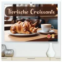 Tierische Croissants (hochwertiger Premium Wandkalender 2026 DIN A2 quer), Kunstdruck in Hochglanz