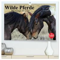 Wilde Pferde. Mustangs in USA (hochwertiger Premium Wandkalender 2025 DIN A2 quer), Kunstdruck in Hochglanz