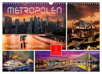 Metropolen - Nacht Skylines (Wandkalender 2025 DIN A3 quer), CALVENDO Monatskalender