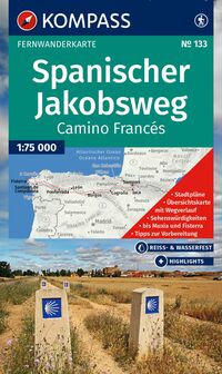 KOMPASS Wanderkarte 133 Spanischer Jakobsweg, Camino Francés 1:100.000