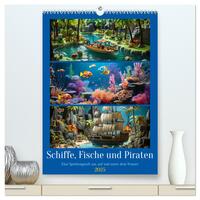 Schiffe, Fische und Piraten (hochwertiger Premium Wandkalender 2025 DIN A2 hoch), Kunstdruck in Hochglanz