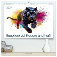 Raubtiere voll Eleganz und Kraft (hochwertiger Premium Wandkalender 2025 DIN A2 quer), Kunstdruck in Hochglanz