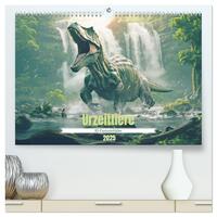 Urzeittiere - KI-Fantasiebilder (hochwertiger Premium Wandkalender 2025 DIN A2 quer), Kunstdruck in Hochglanz