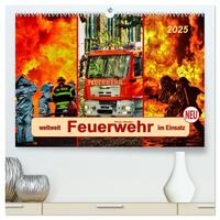 Feuerwehr - weltweit im Einsatz (hochwertiger Premium Wandkalender 2025 DIN A2 quer), Kunstdruck in Hochglanz