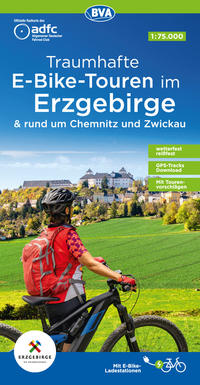 ADFC-Regionalkarte Traumhafte E-Bike-Touren im Erzgebirge, 1:75.000, mit Tagestourenvorschlägen, reiß- und wetterfest, GPS-Tracks Download