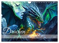 Drachen - Gefürchtete, aber nicht immer böse Fabelwesen (Wandkalender 2025 DIN A4 quer), CALVENDO Monatskalender