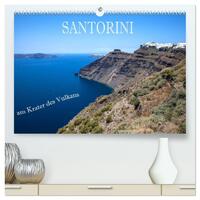 Santorini - Am Krater des Vulkans (hochwertiger Premium Wandkalender 2025 DIN A2 quer), Kunstdruck in Hochglanz