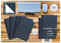 A 6 Notizbuch - Set, 5+1 gratis, Luxury 80 Seiten BLAU NEW LAPISLAZULI GLITTER-OPTIK, kariert 5x5mm