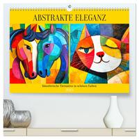 Abstrakte Eleganz. Künstlerische Tiermotive in schönen Farben (hochwertiger Premium Wandkalender 2025 DIN A2 quer), Kunstdruck in Hochglanz