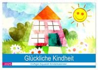 Glückliche Kindheit. Duftiger Aquarell Kinderkalender (Wandkalender 2025 DIN A2 quer), CALVENDO Monatskalender