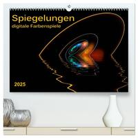 Spiegelungen - digitale Farbenspiele (hochwertiger Premium Wandkalender 2025 DIN A2 quer), Kunstdruck in Hochglanz