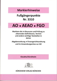 ABGABENORDNUNG & FGO Dürckheim-Markierhinweise/Fußgängerpunkte für das Steuerberaterexamen: Dürckheim'sche Markierhinweise