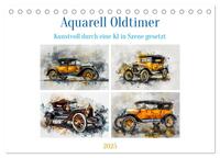 Aquarell Oldtimer (Tischkalender 2025 DIN A5 quer), CALVENDO Monatskalender