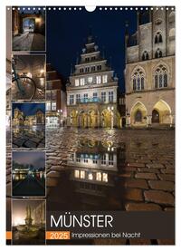 Münster - Impressionen bei Nacht (Wandkalender 2025 DIN A3 hoch), CALVENDO Monatskalender