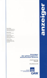 Anzeiger der philosophisch-historischen Klasse 144. Jahrgang 2009 2. Halbband