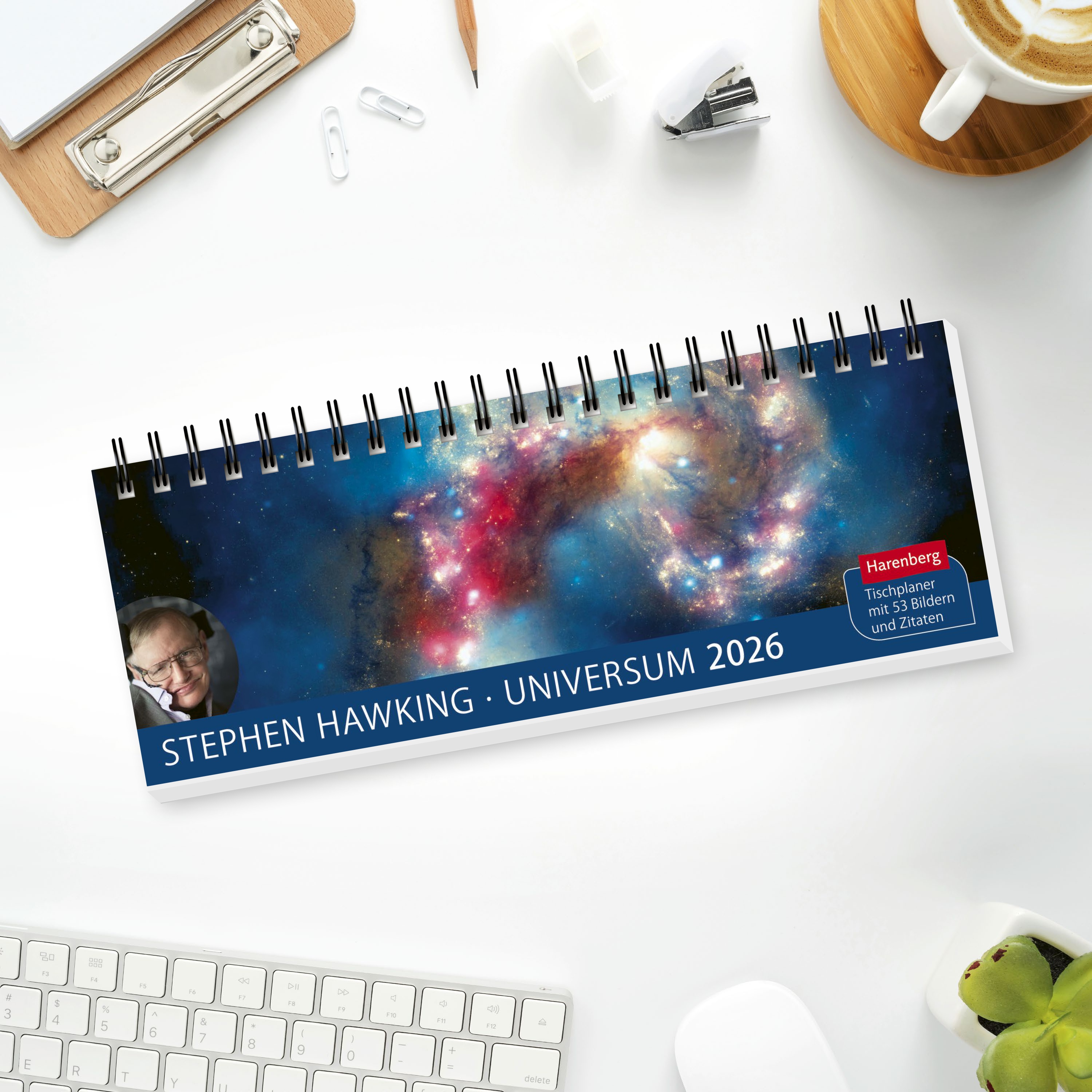 Stephen Hawking Universum Premium-Tischplaner 2026 - Wochenkalender mit 53 Bildern und Zitaten