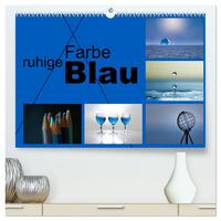 ruhige Farbe Blau (hochwertiger Premium Wandkalender 2025 DIN A2 quer), Kunstdruck in Hochglanz