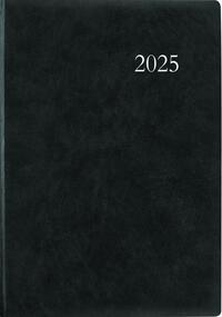 Zettler - Buchkalender 2025 anthrazit, 21x29,7cm, Taschenkalender mit 416 Seiten im wattiertem Kunststoffeinband, 1 Tag auf 1 Seite, Tages- und Wochenzählung, Fadenbindung und deutsches Kalendarium