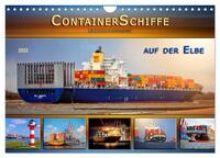 Containerschiffe auf der Elbe (Wandkalender 2025 DIN A4 quer), CALVENDO Monatskalender