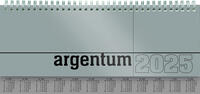 Zettler - Tisch-Querkalender 2025 argentum, 29,7x13,5cm, Bürokalender mit 112 Seiten, Monatsübersicht, Notizbereich, Mondphasen, Ringbindung und internationales Kalendarium