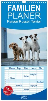 Familienplaner 2025 - Parson Russell Terrier mit 5 Spalten (Wandkalender, 21 x 45 cm) CALVENDO