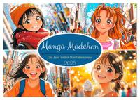 Manga Mädchen. Ein Jahr voller Stadtabenteuer (Wandkalender 2025 DIN A4 quer), CALVENDO Monatskalender