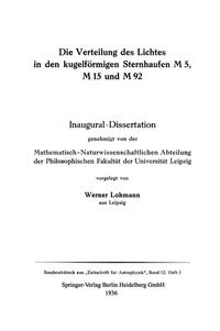 Die Verteilung des Lichtes in den kugelförmigen Sternhaufen M 5, M 15 und M 92