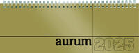 Zettler - Tisch-Querkalender 2025 aurum, 29,7x13,5cm, Bürokalender mit 112 Seiten, Monatsübersicht, Notizbereich, Mondphasen, Ringbindung und internationales Kalendarium