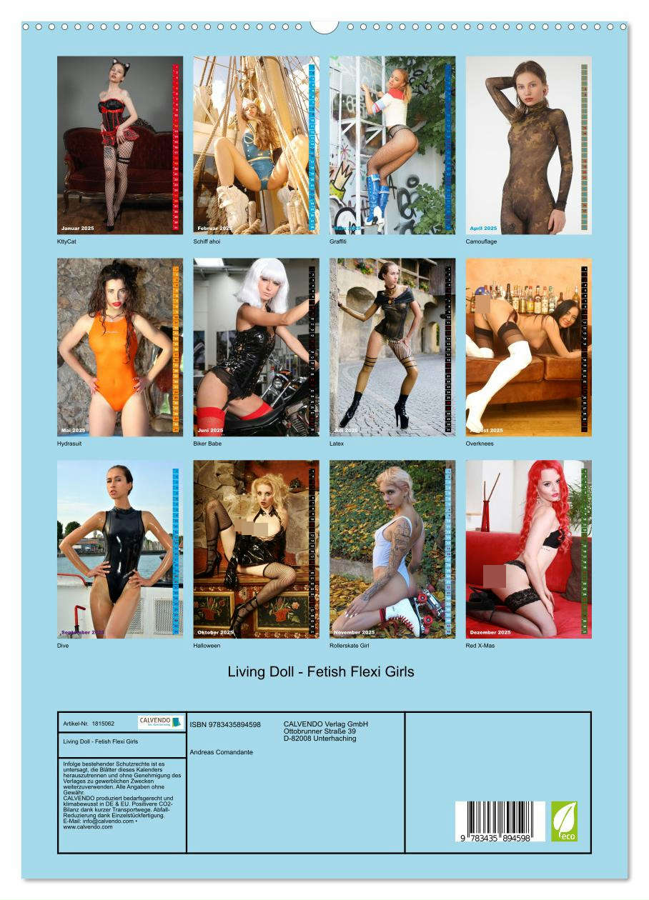 Living Doll - Fetish Flexi Girls (hochwertiger Premium Wandkalender 2025 DIN A2 hoch), Kunstdruck in Hochglanz