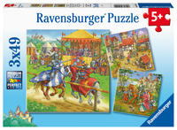 Children's puzzle 3x49 Teile - Ritterturnier im Mittelalter