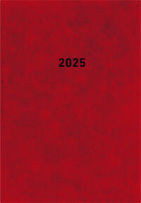 Zettler - Buchkalender 2025 rot, 14,5x21cm, Taschenkalender mit 392 Seiten im wattiertem Kunststoffeinband, 1 Woche auf 1 Seite, Tages- und Wochenzählung und internationales Kalendarium